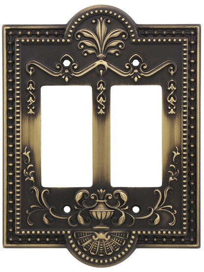 Como Double GFI Cover Plate in Antique Brass.